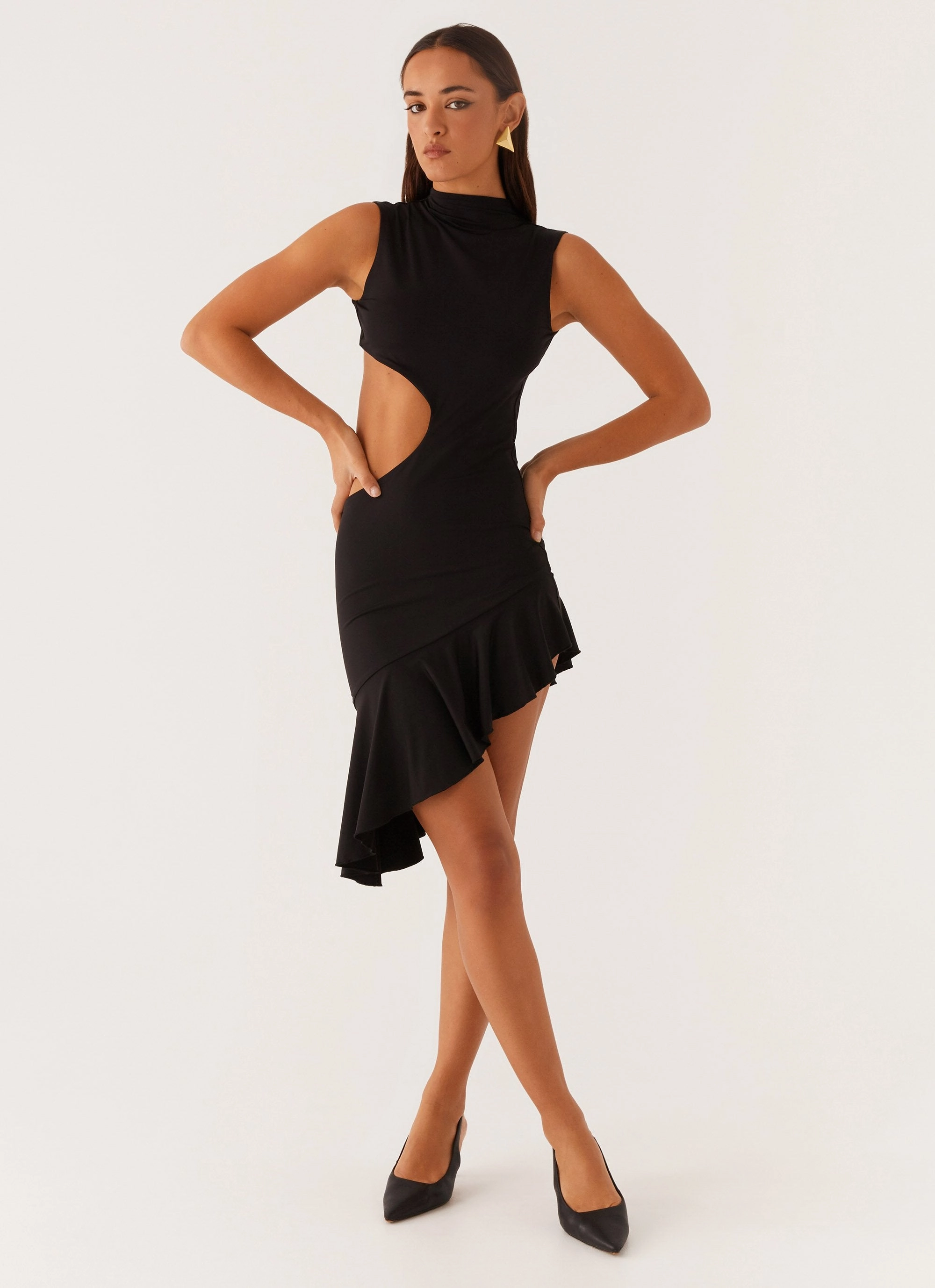 Natara Cut Out Midi Dress - Black Summer Air Relaxed Movement