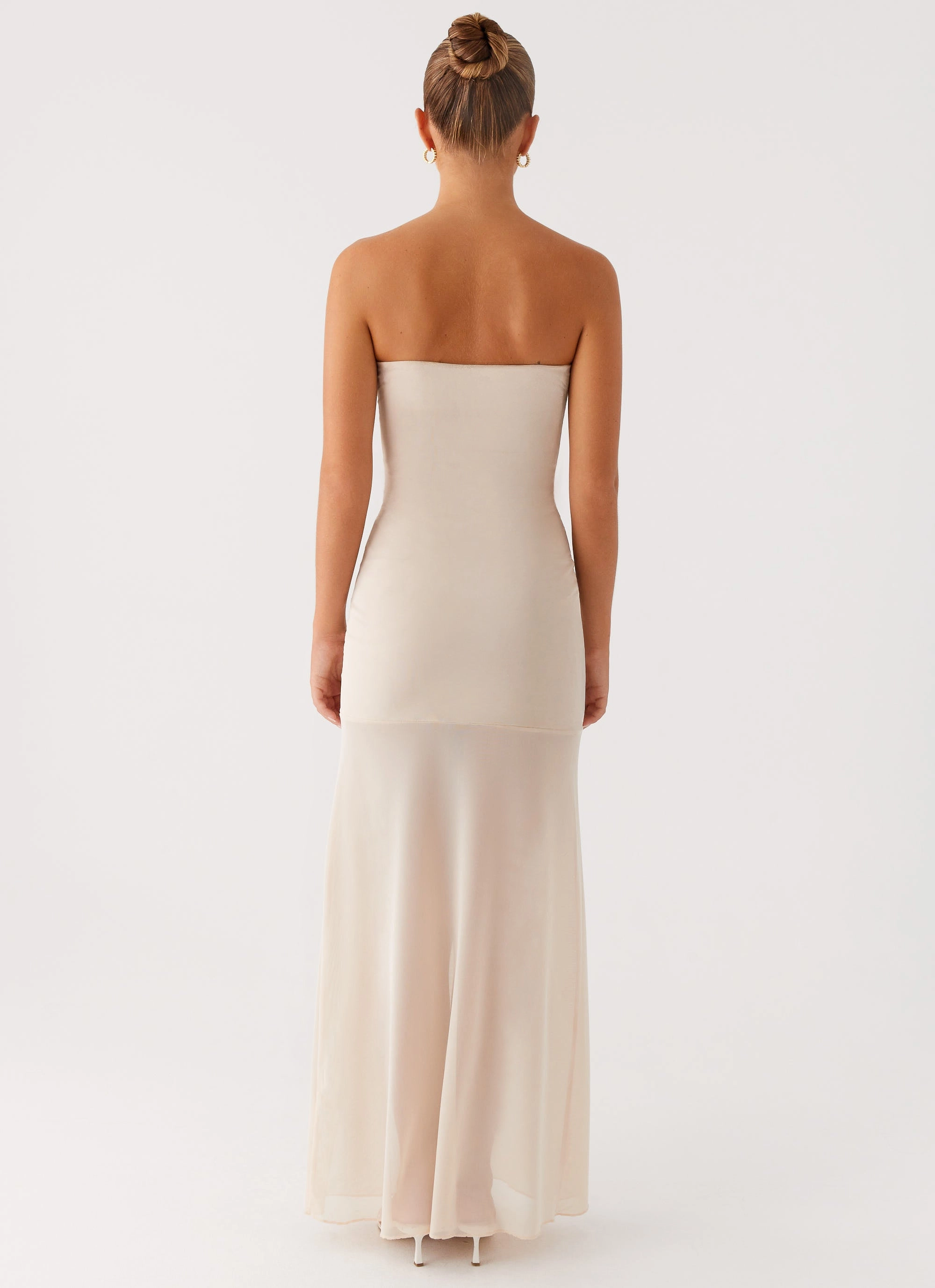 Lovie Maxi Dress - Beige Button-front