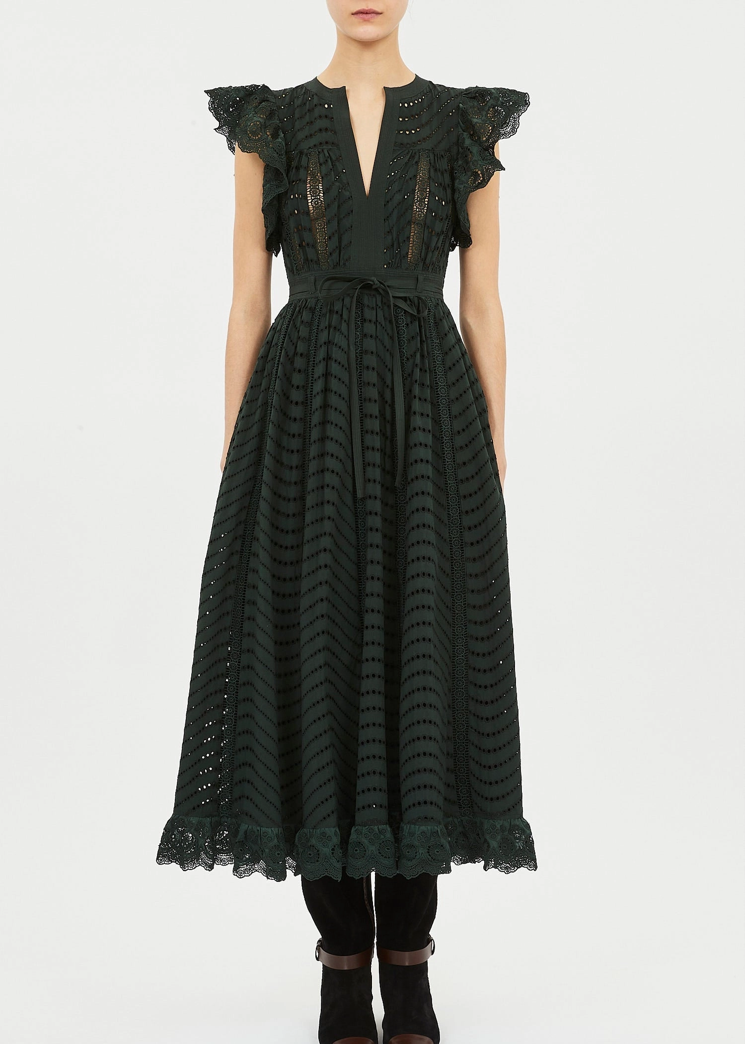 Sleek Wear Ulla Johnson Olga Flutter Sleeve Midi Dress