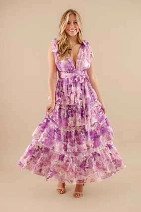 Nature's Charm Maxi Dress-Purple Holiday-Party Daily Essential