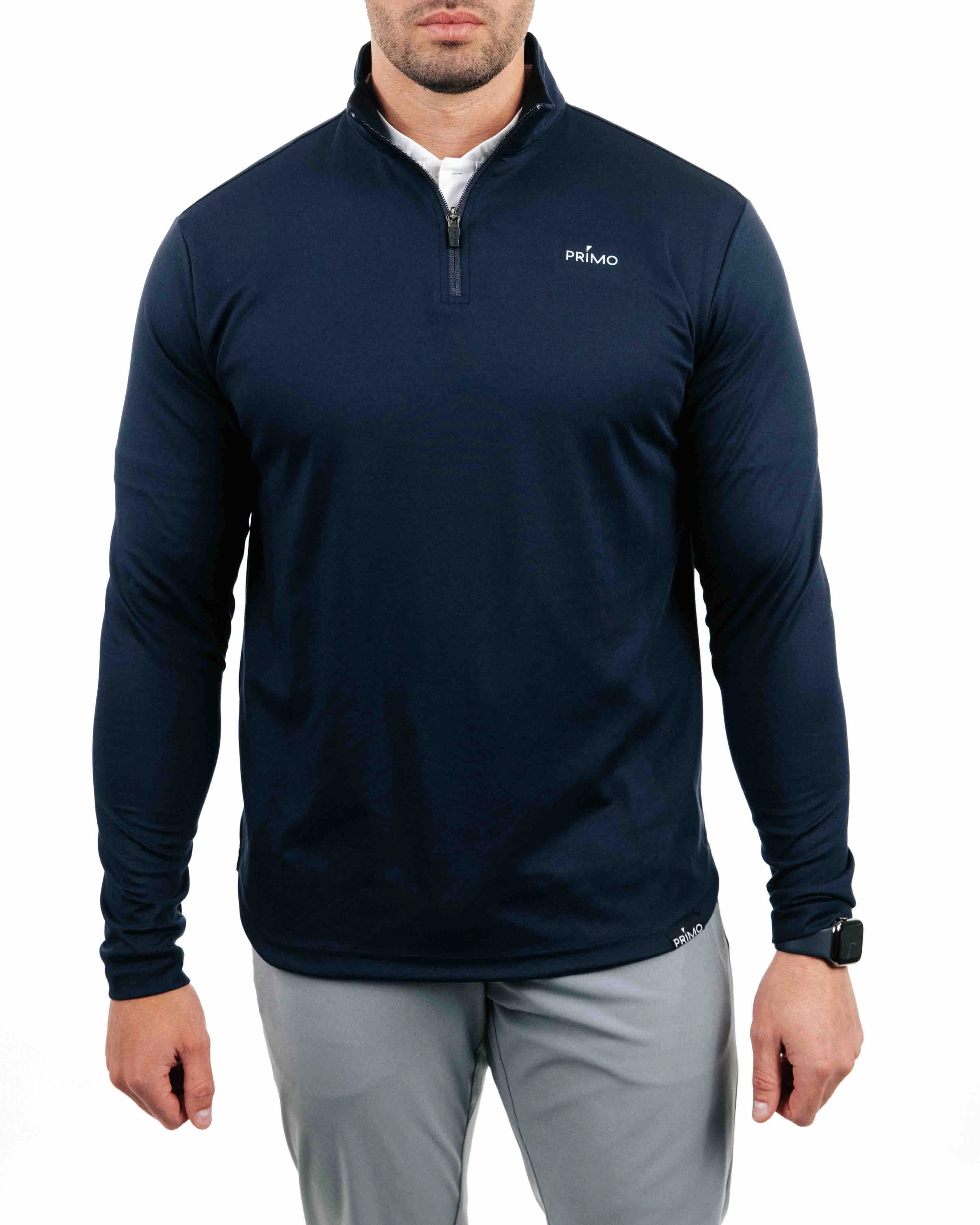 Non Iron Fabric Stretchy Top Navy Classic Quarter Zip