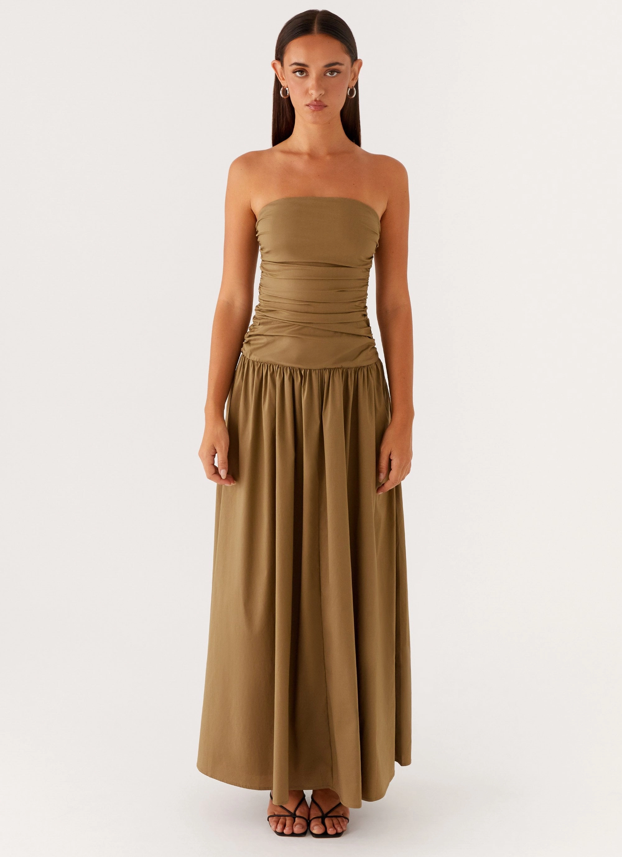 Sage Detail Carmel Maxi Dress - Khaki