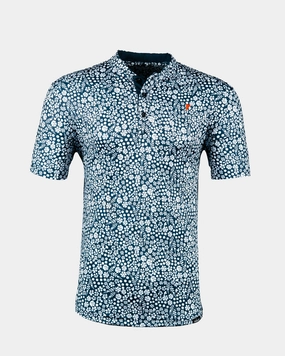 QuickDry Navy Microfloral Blade Collar Polo