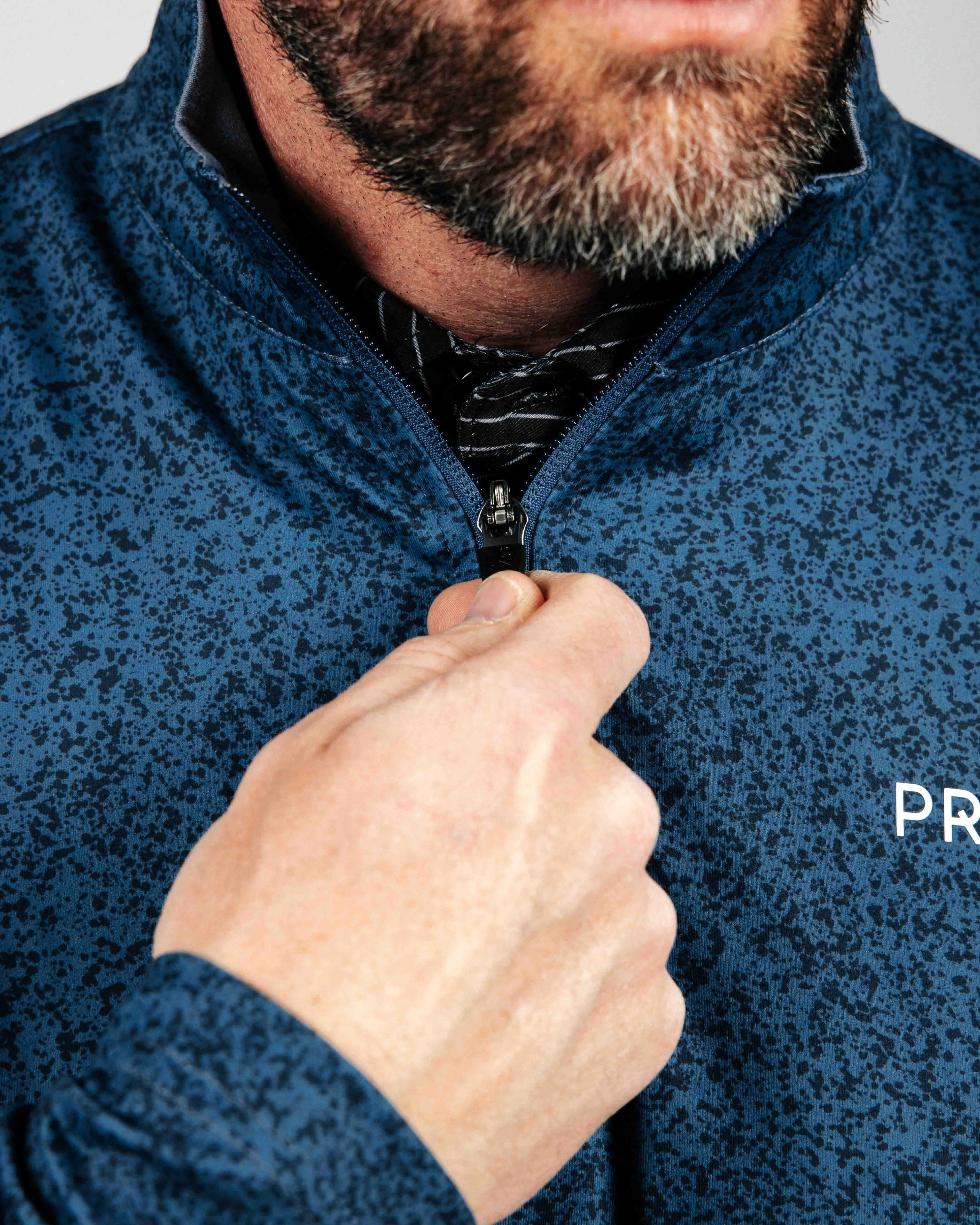 Stylish Jacket Tencel Cotton Hybrid Weave Navy Static Classic Quarter Zip