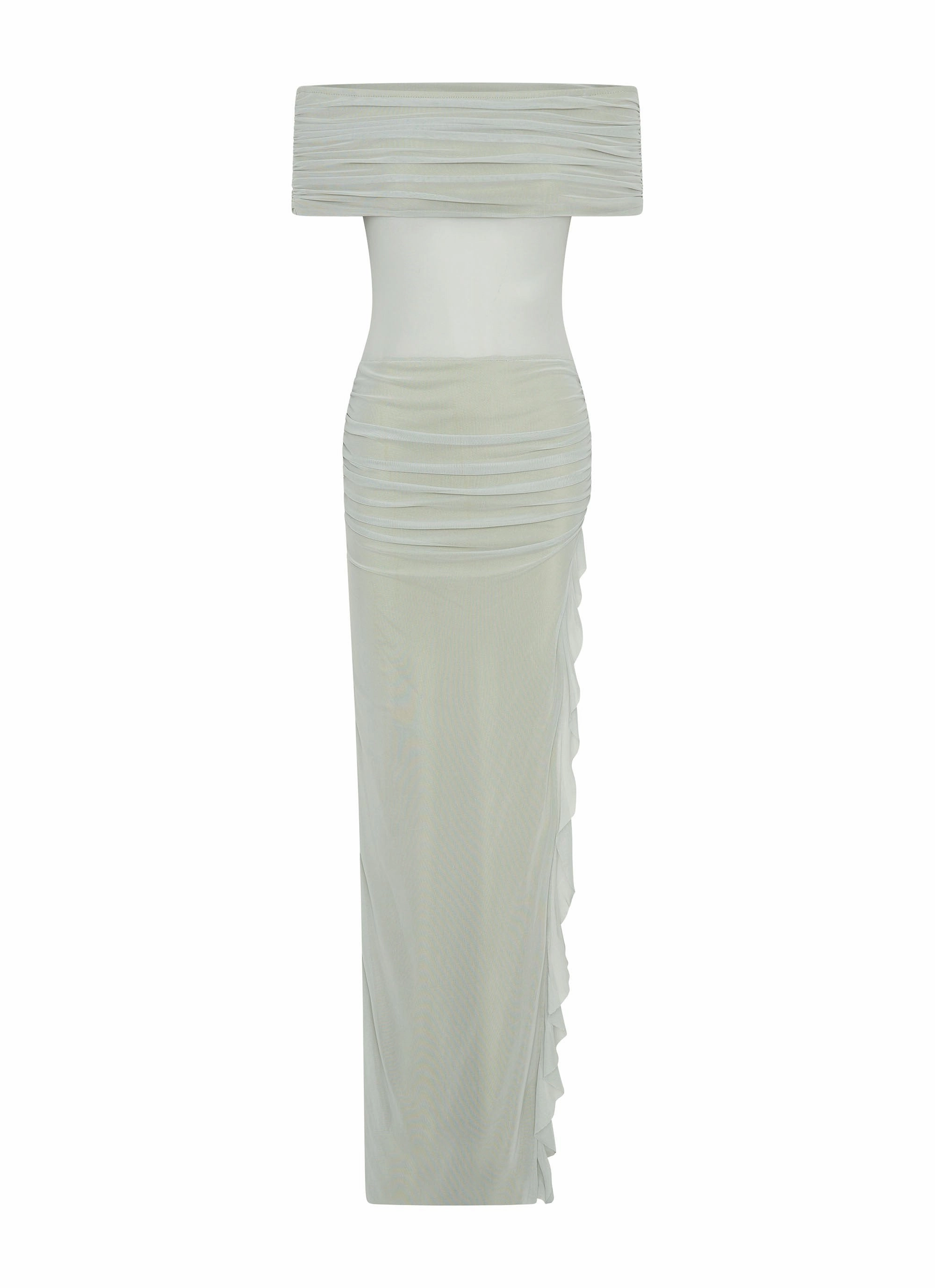Light Touch Color Soft Nelly Off Shoulder Maxi Dress - Pistachio