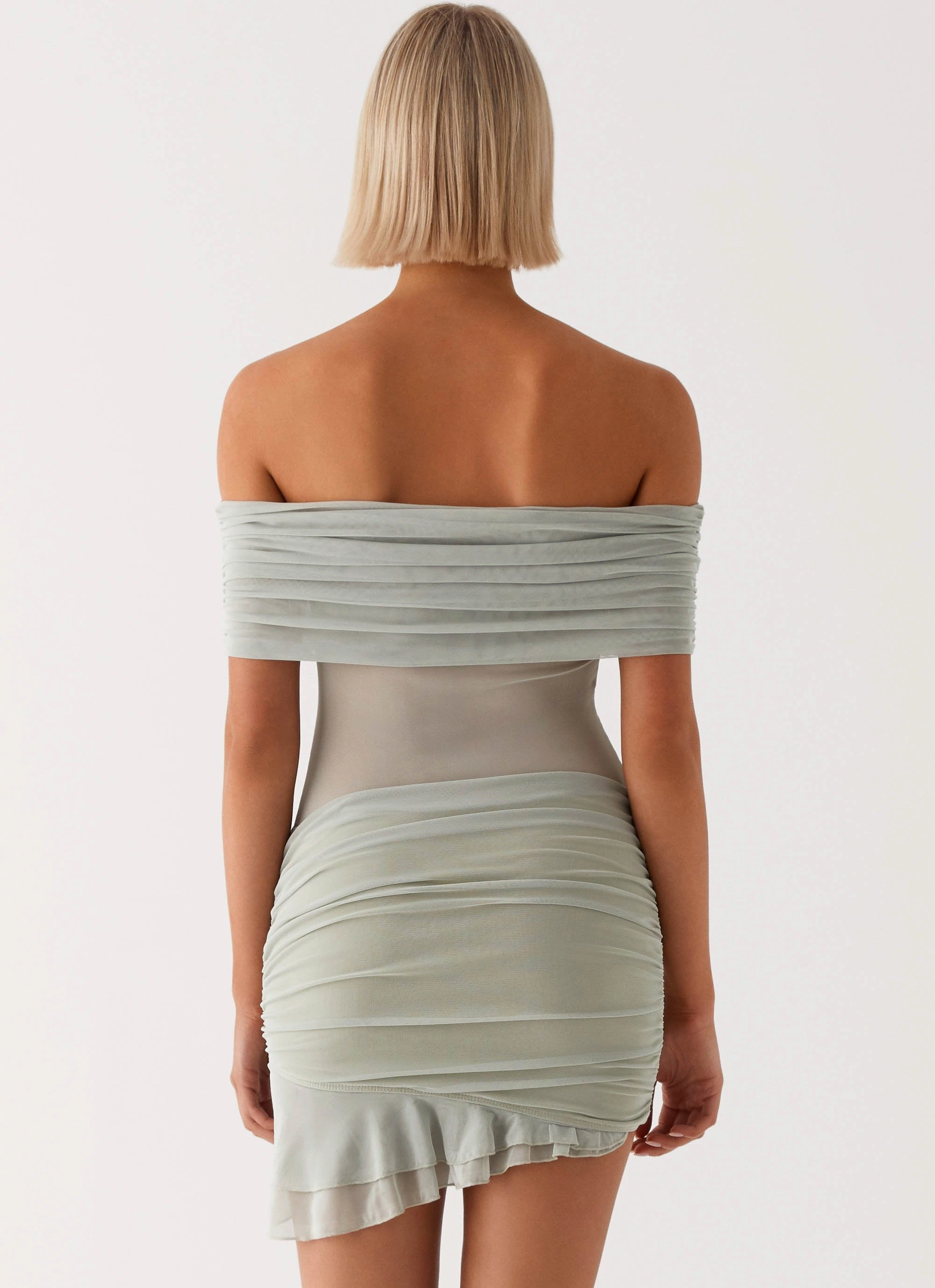 Smart Design Nelly Off Shoulder Mini Dress - Pistachio