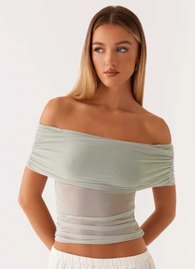 Nelly Off Shoulder Top - Pistachio Quick-Dry
