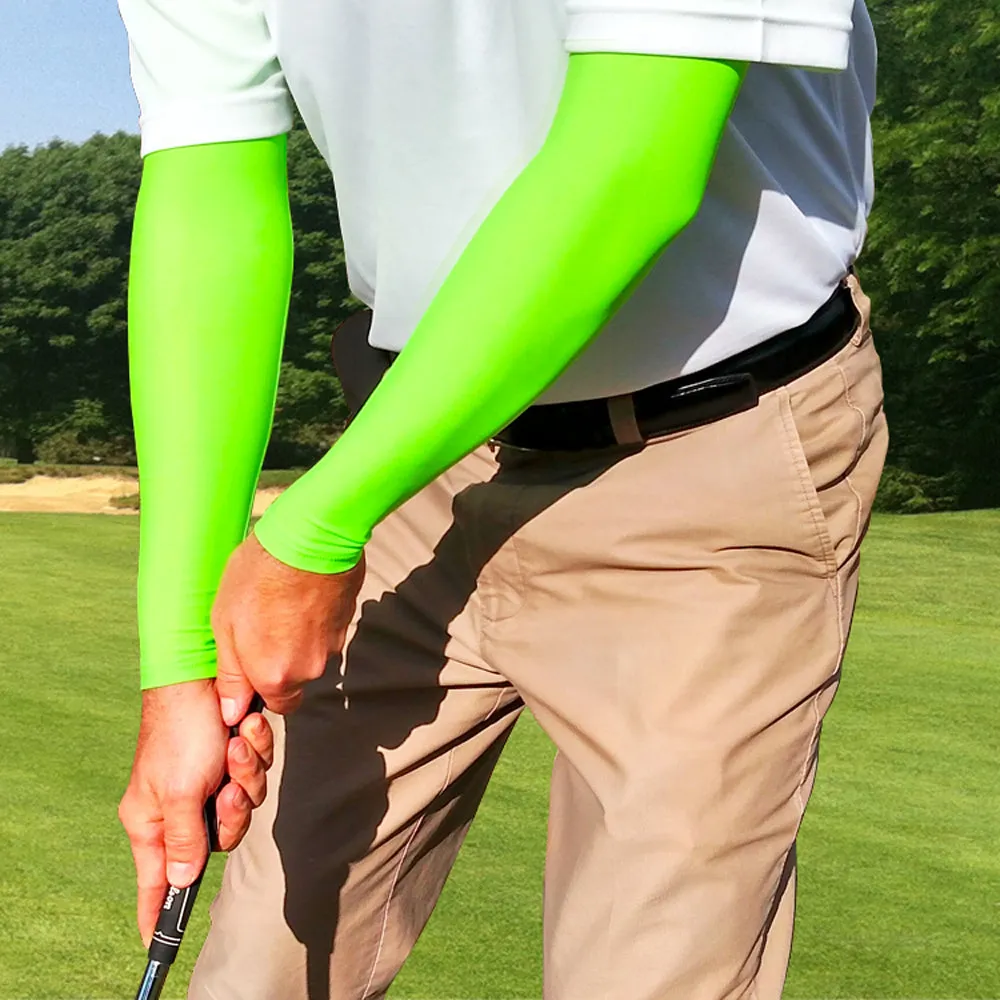 Neon Green Golf Arm Compression Sleeves