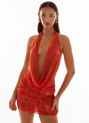 Elysia Chiffon Mini Dress - Amber Chic Tone Sleek Design