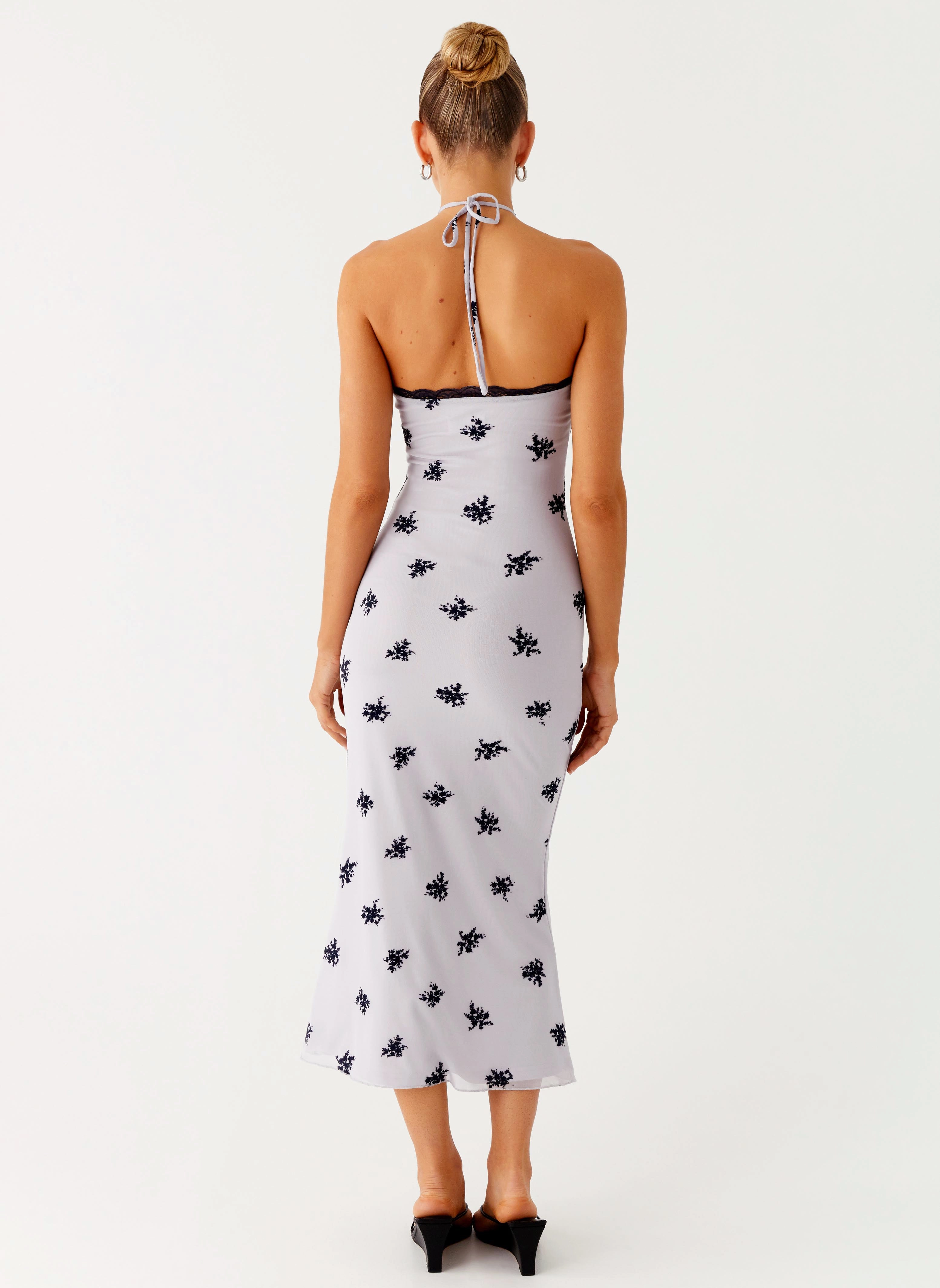 Balanced Look Nestel Flock Halter Midi Dress - Lilac