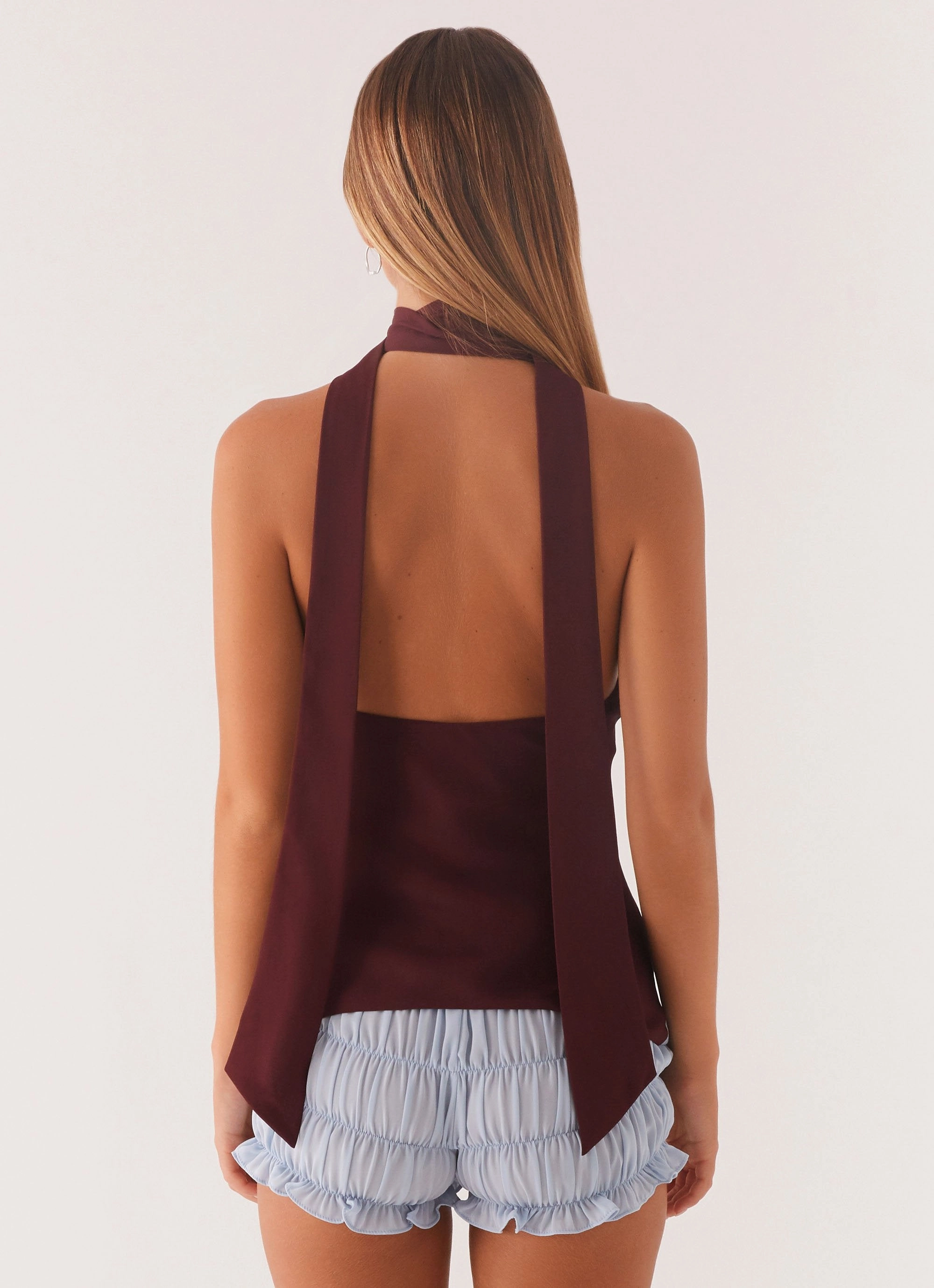 Catarina Halter Top - Maroon Print Flexible Waistband