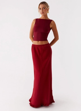 Water Repellent Coating Chamberlain Maxi Skirt - Rhubarb