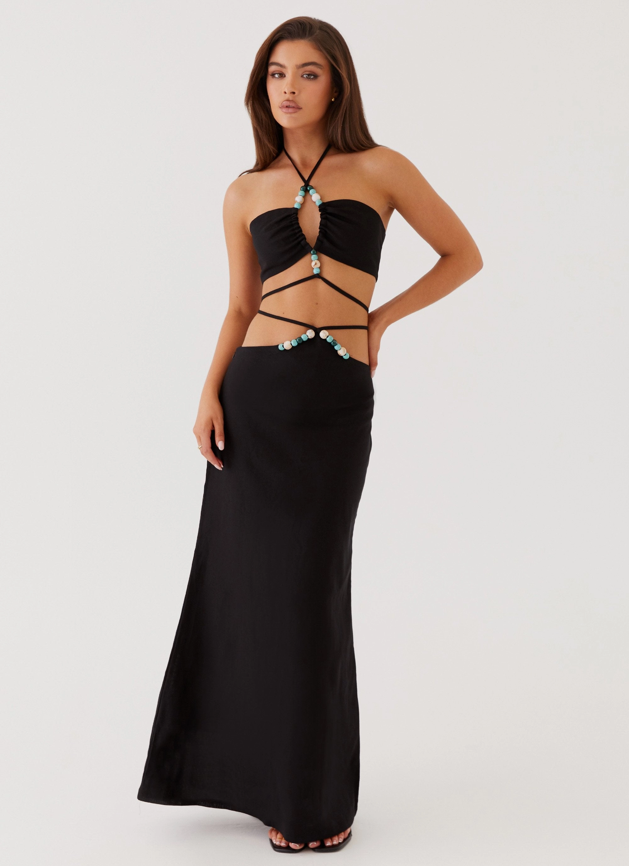 Comfy All-Day Neveah Beaded Maxi Skirt - Black