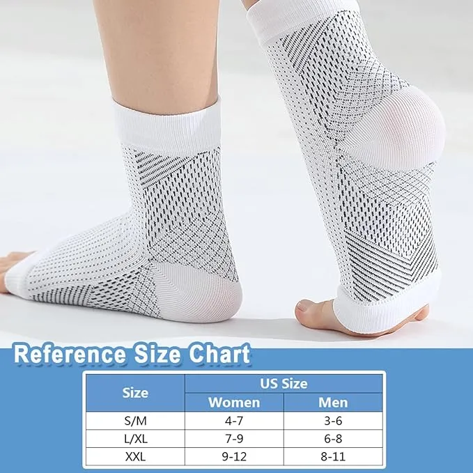New 1 Pair Neuropathy Socks, Ankle Compression Socks for Women Men, Soothe Relief Compression Socks for Plantar Fasciitis  White S/M, Fits Women 4-7, Men 3-6