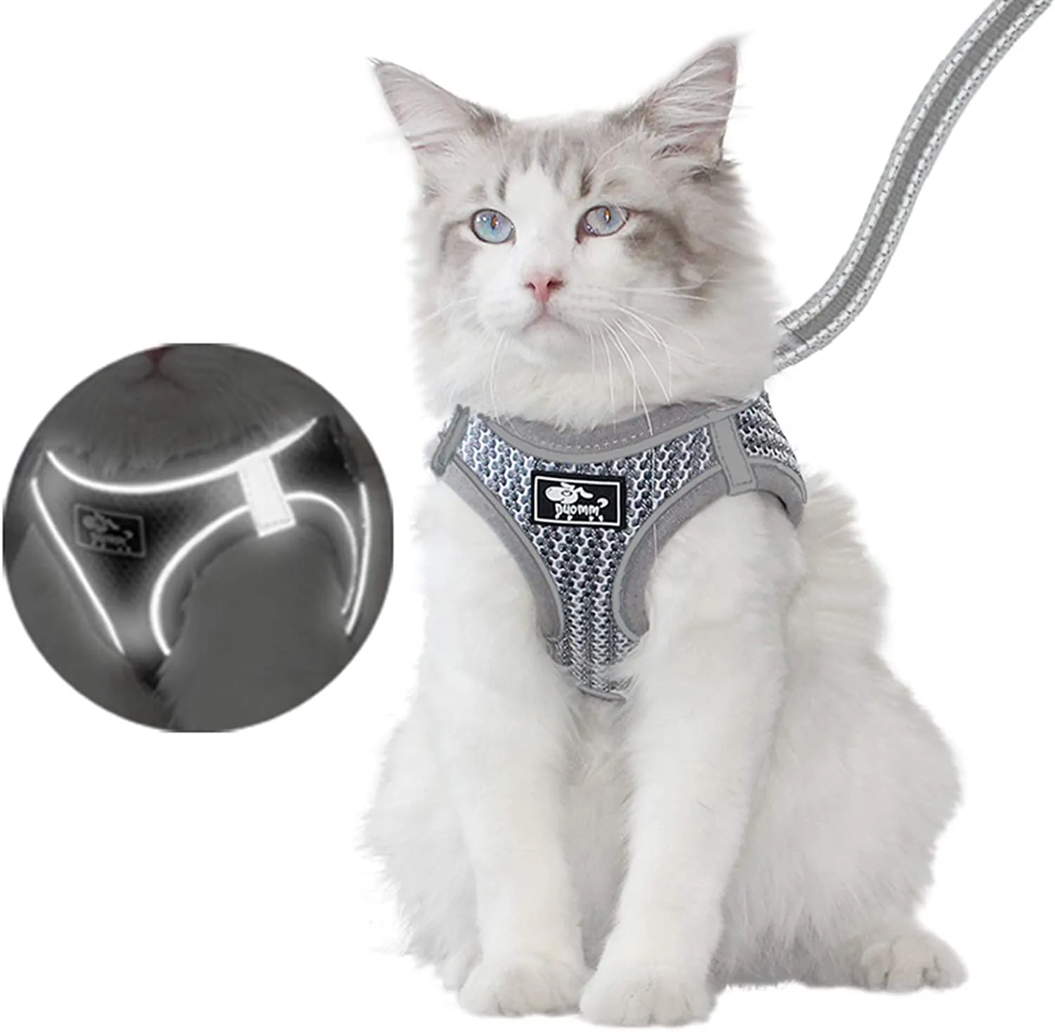 New Cat Harness and Leash Set for Walking,360°Reflective Small Cat and Dog Harness Escape Proof Soft Adjustable Mesh Vest Harness for Pet Kitten Puppy Rabbit, Sz XS!