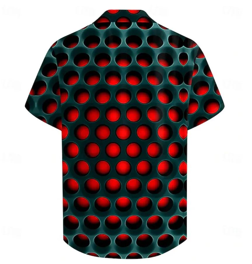 NEW Men's Polo Shirt Golf Shirt Optical Illusion Turndown Red Blue Purple Orange Green 3D Print Outdoor Street Short Sleeves Zipper Print Clothing Apparel Fashion Designer Casual Breathable, Sz 3XL, Retails $73