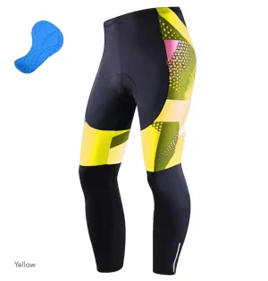 NEW Retails $62, Men's Cycling Tights Bike Bottoms Mountain Bike MTB Road Bike Cycling Sports Geometric 3D Pad Cycling Breathable Quick Dry Yellow Red Polyester Spandex Clothing Apparel Bike Wear, Yellow, Sz M