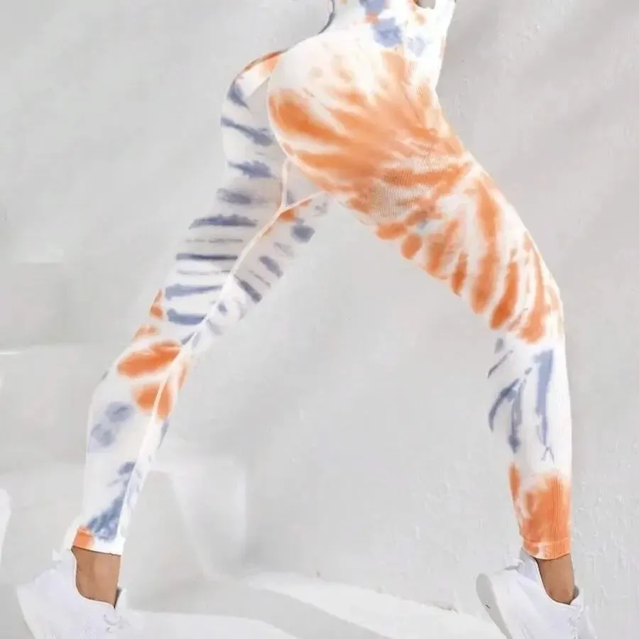 New Style Women Tie Dye Seamless Yoga Pants High Waist Leggings