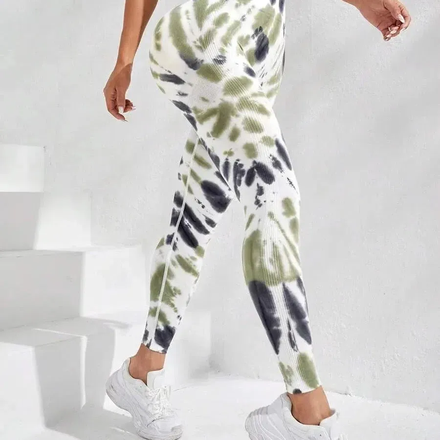 New Style Women Tie Dye Seamless Yoga Pants High Waist Leggings