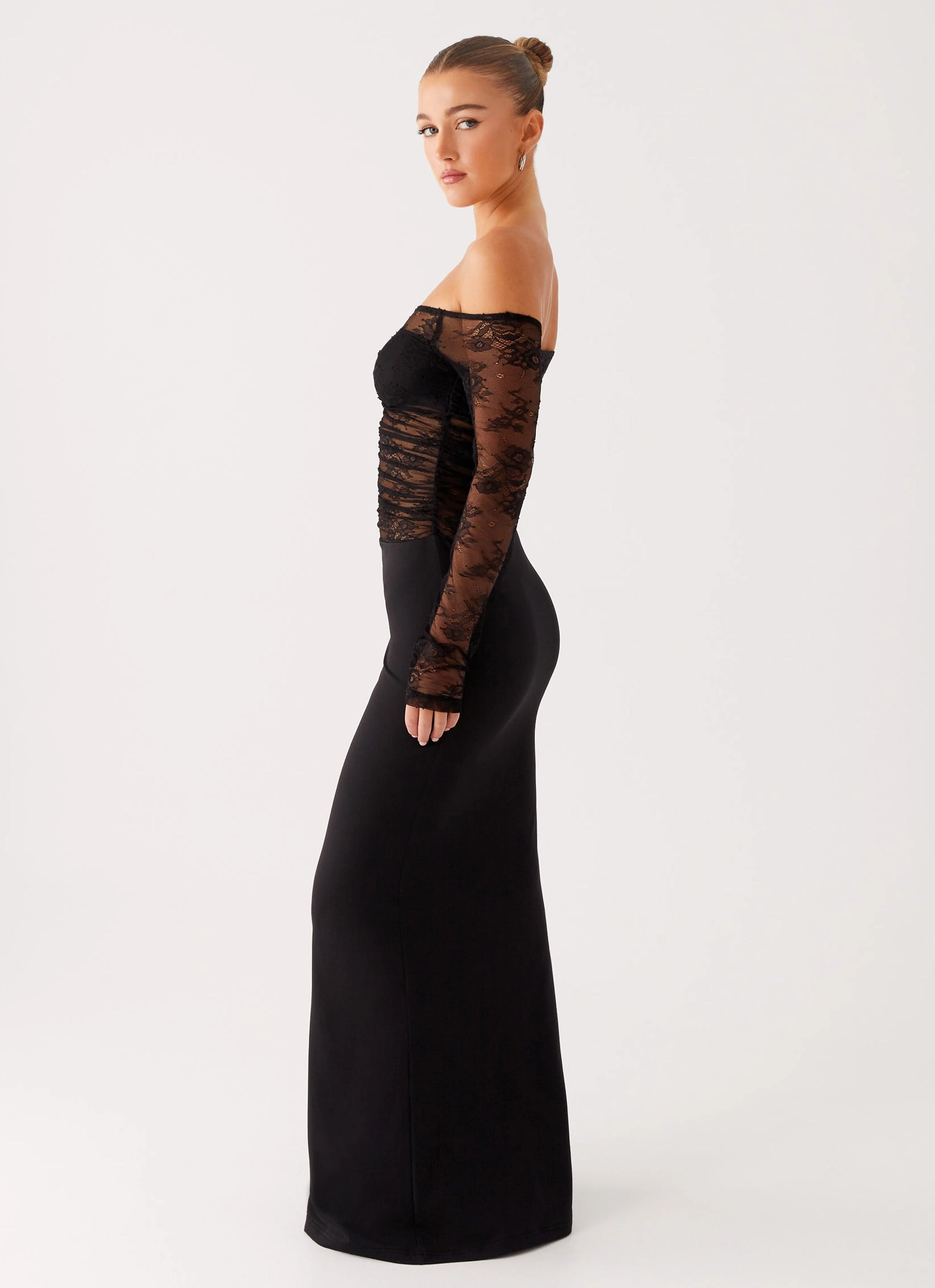 Avi Maxi Dress - Black Cool Draping Chic Waistband Design