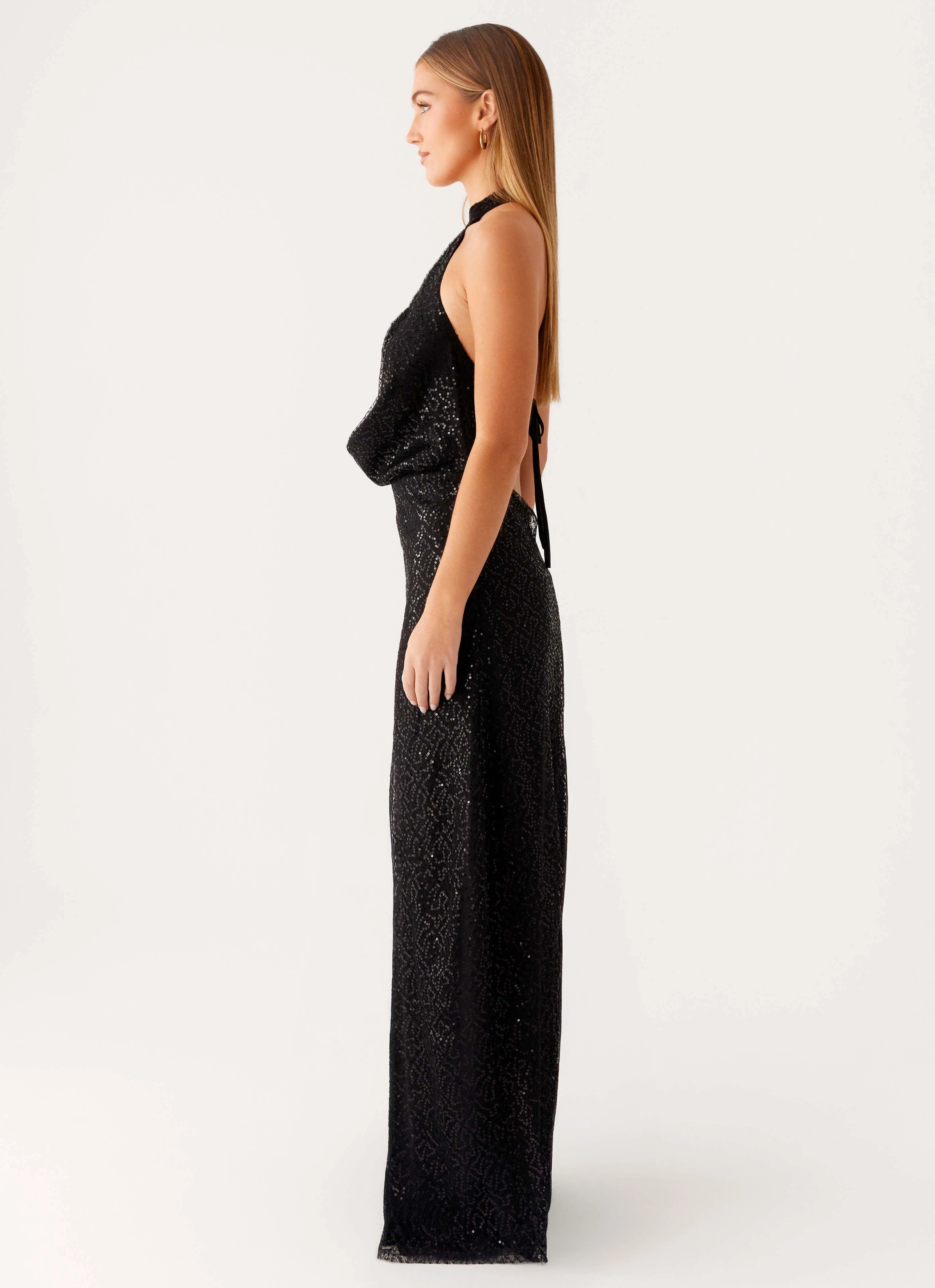Empire Sequin Maxi Dress - Black All Layer