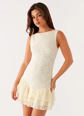 Manuka Ruffle Mini Dress - Yellow Comfy Flex
