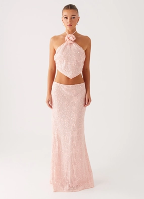 Comfort Layer Wear Nico Sequin Maxi Skirt - Pink