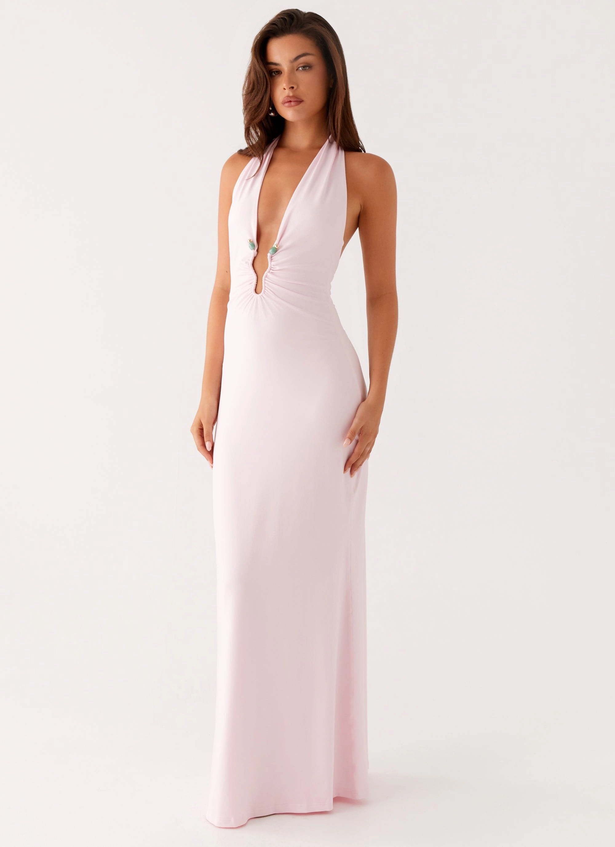 Nicola Maxi Dress - Pink High-waist