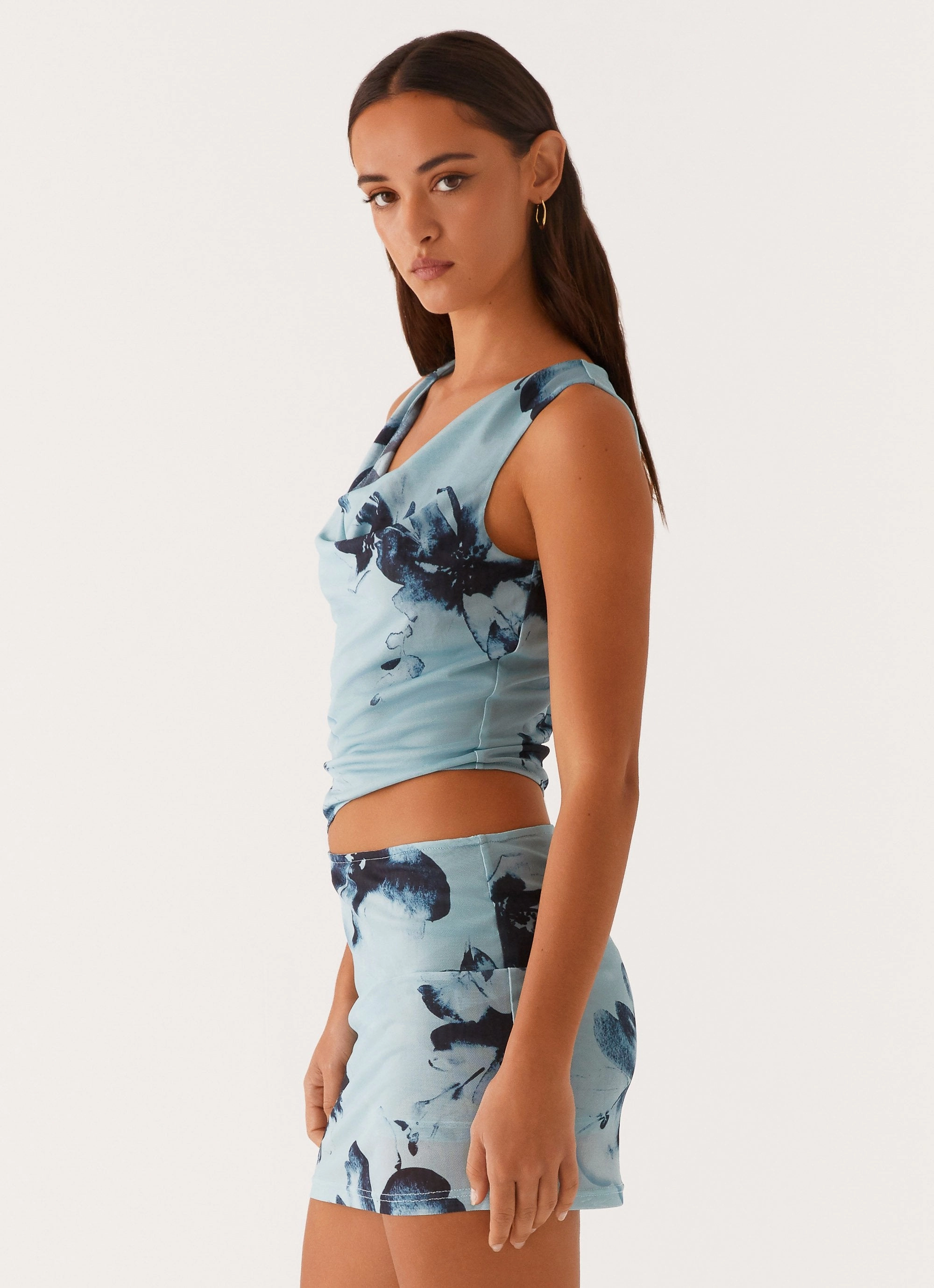 Smile Soft Seasonal Layering Nicola Mini Dress - Blue Black Floral