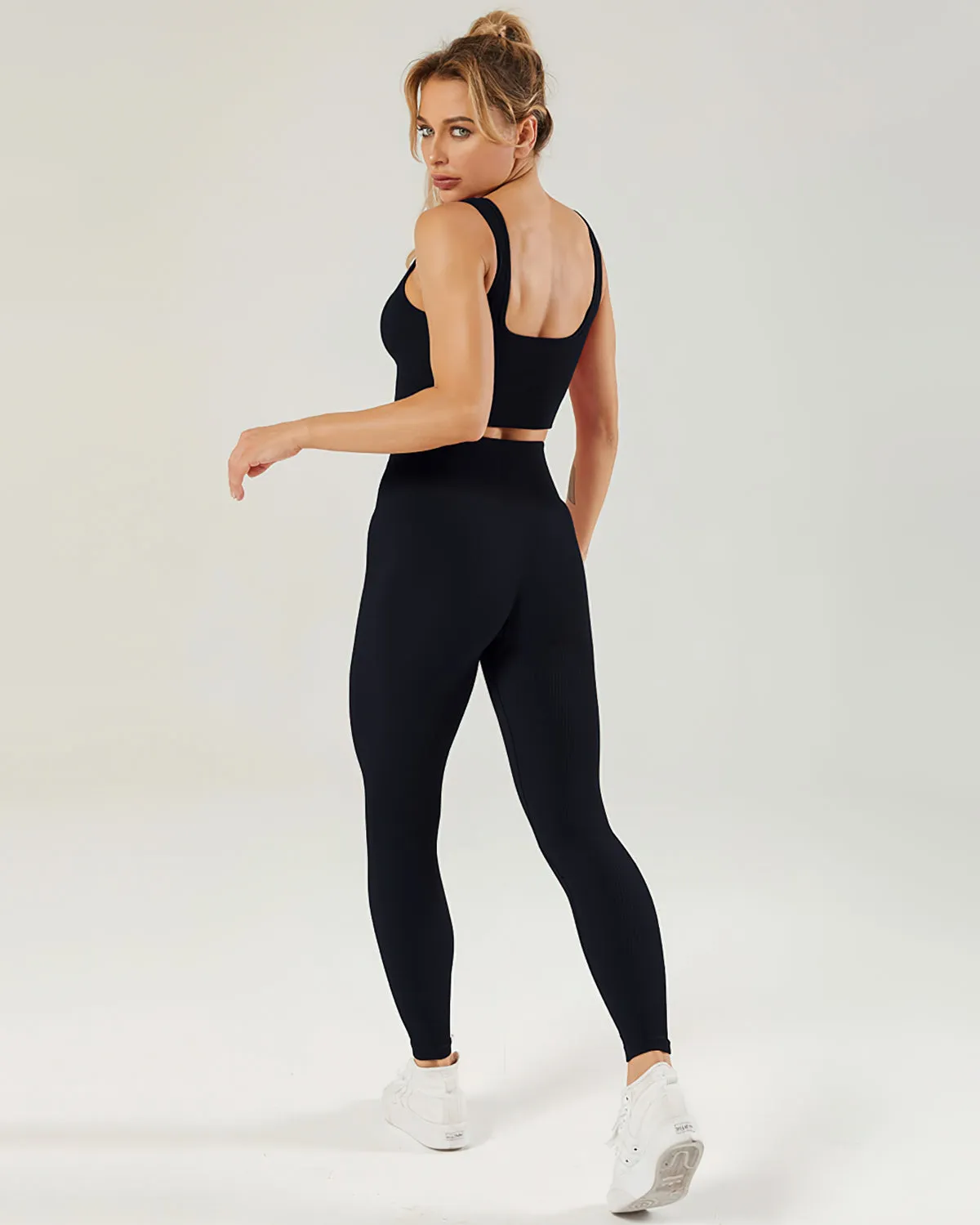 Nieve Ribbed Seamless Leggings - Black