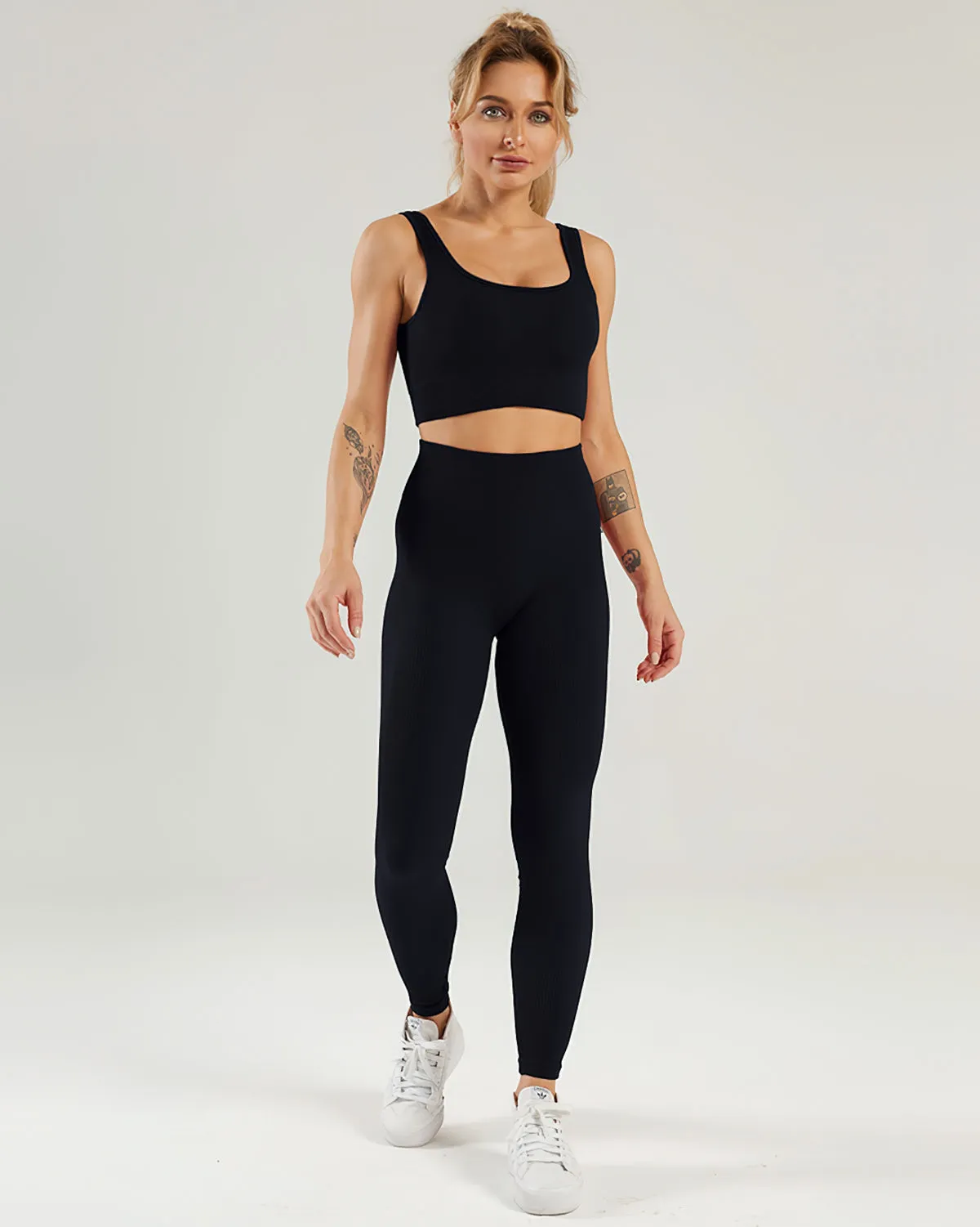 Nieve Ribbed Seamless Leggings - Black