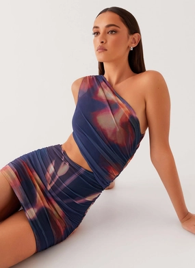 Addie Mini Dress - Midnight Bloom Floor-Length Back Glow