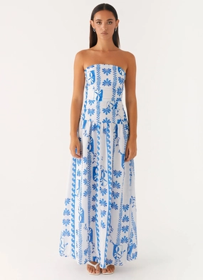 Carmel Maxi Dress - Floral Wave Soft color Cozy Vibes
