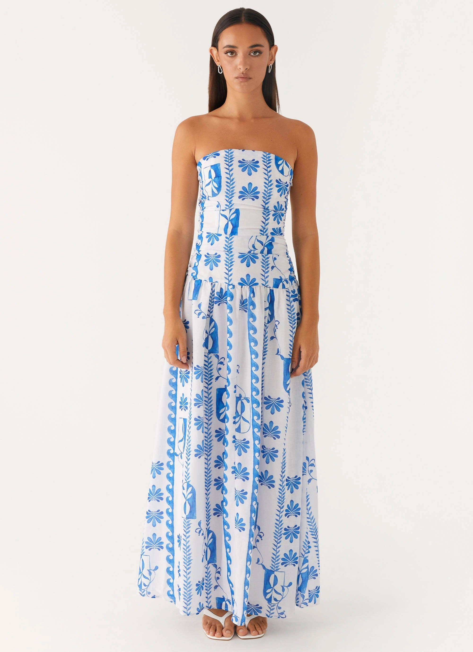 Carmel Maxi Dress - Floral Wave Soft color Cozy Vibes
