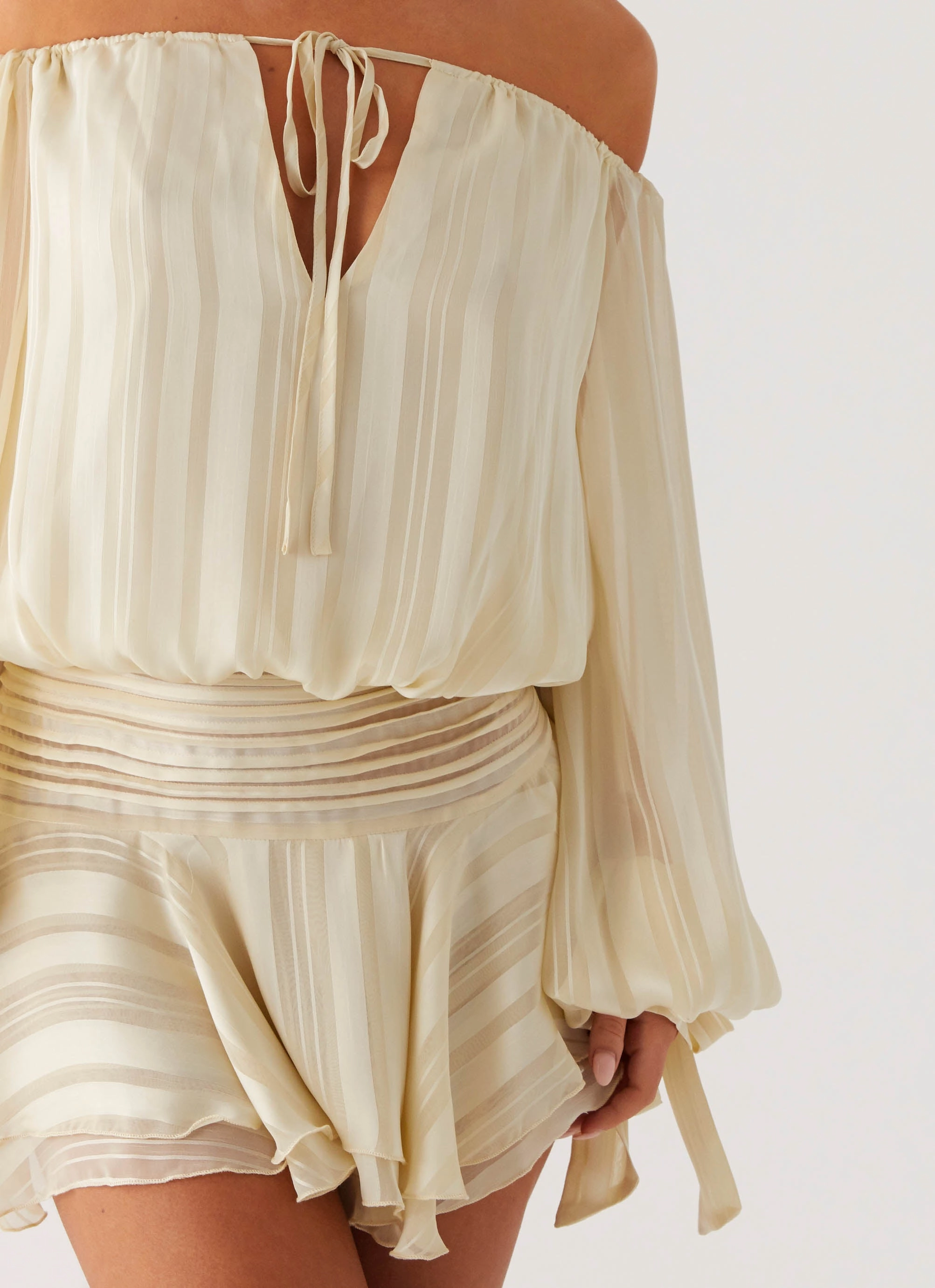 Eira Balloon Sleeve Mini Dress - Ivory Minimalist Layering