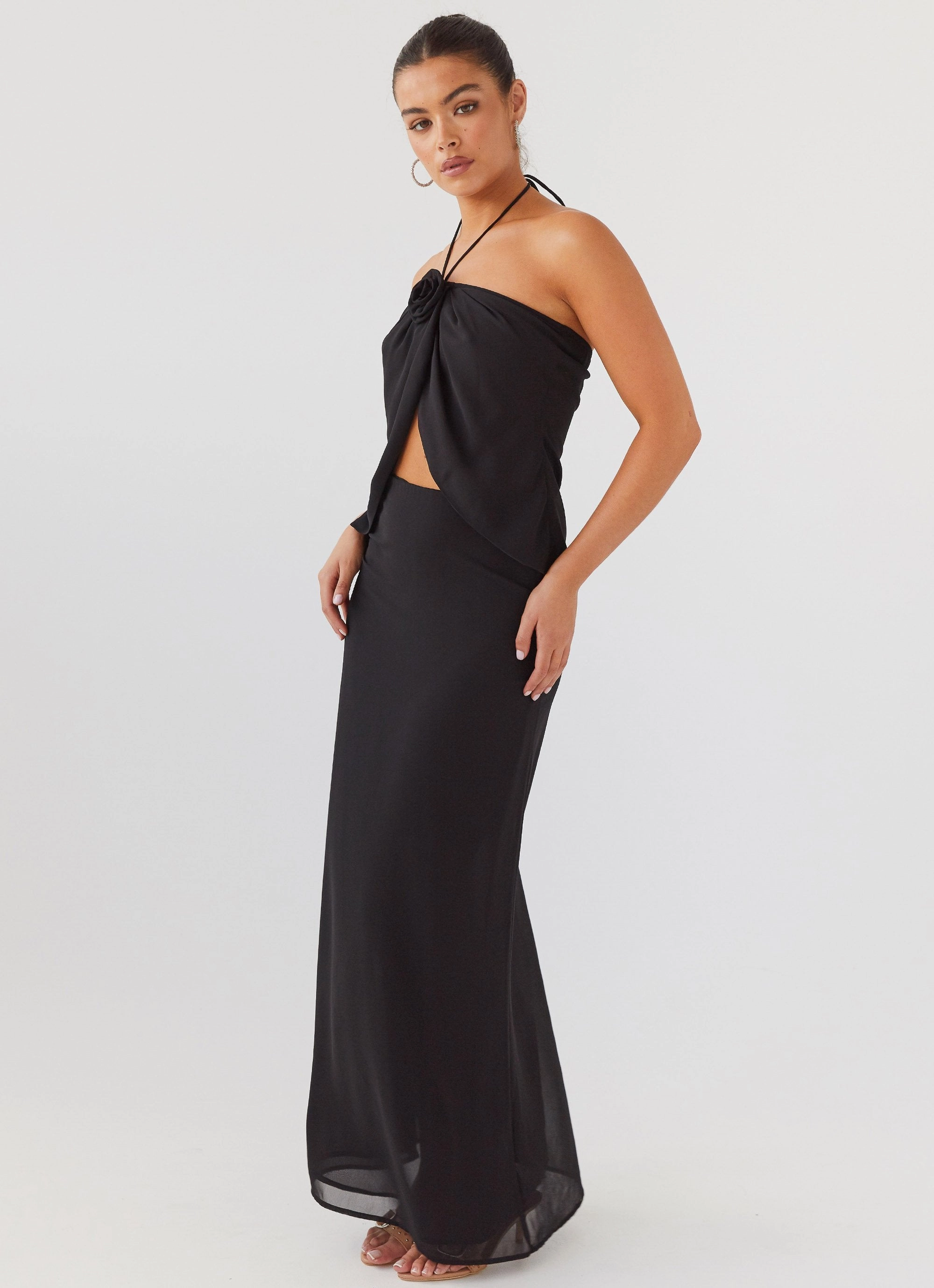 Breathable Mesh Panels Nightfall Maxi Skirt - Midnight