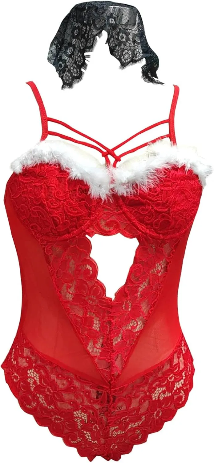 Nightie Womens Babydoll Lingerie Strapless Romper Slutty Sexy Christmas Chemise Exotic Nightwear Lace Nightgown Kinky