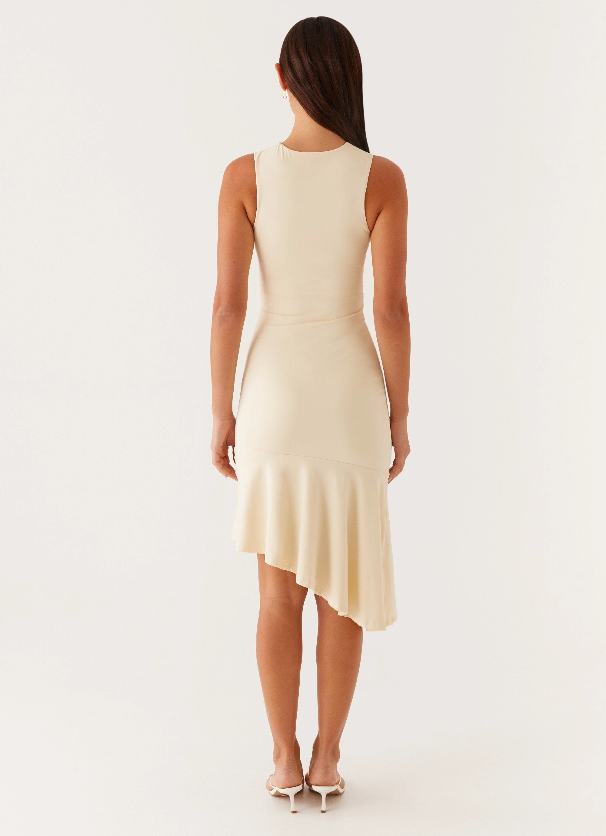 Art Event Niya Ruched Midi Dress - Pastel Yellow