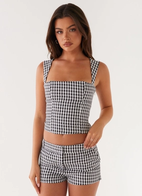 Core Stretch Eco Friendly Dye Clayton Tailored Shorts - Black Gingham