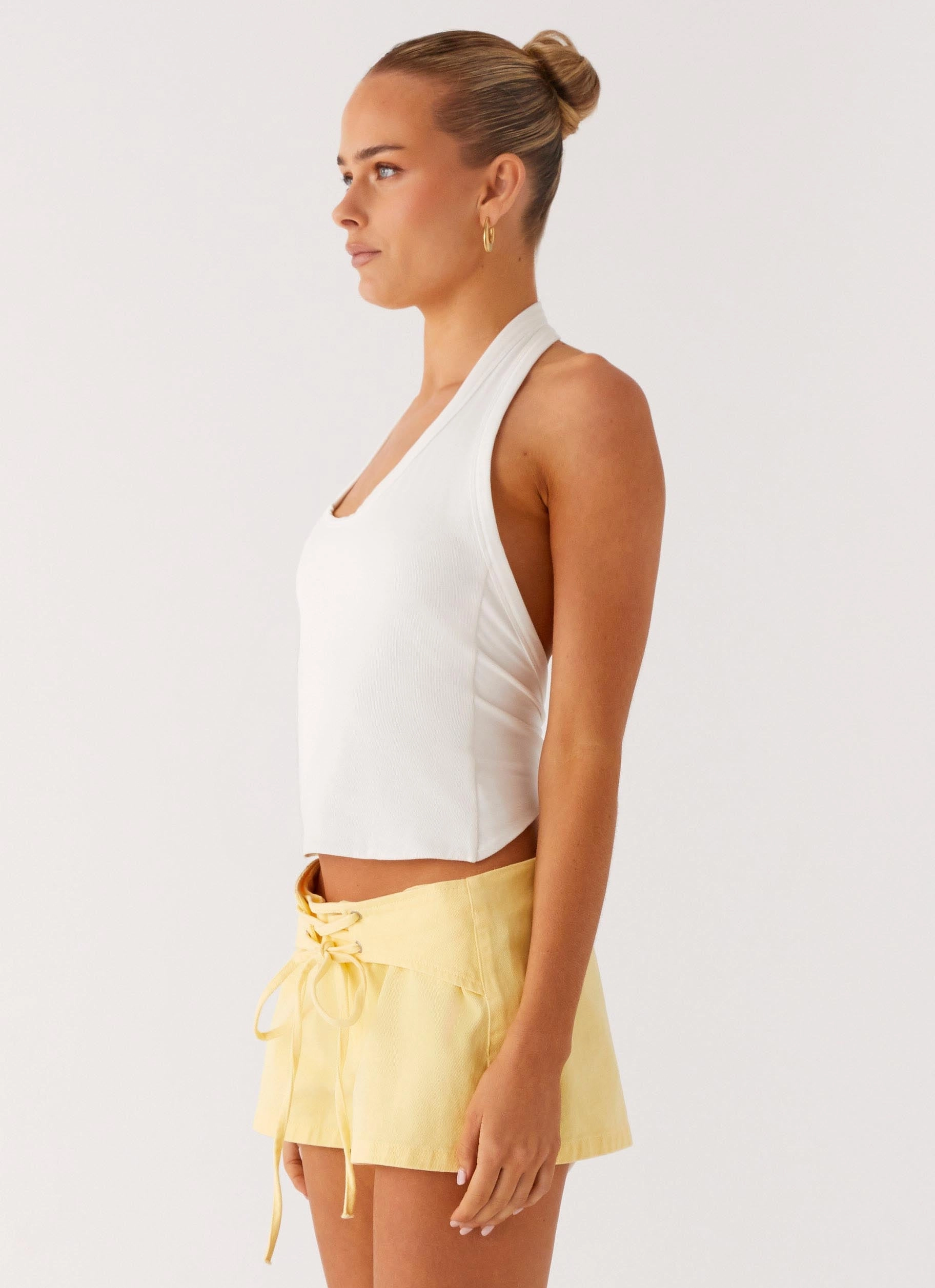 No Rush Top - White Adjustable Hem Toggles