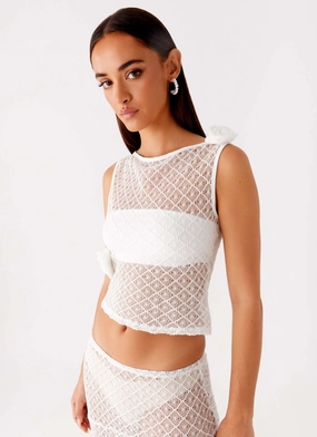 PuckerFree Surface Velli Crochet Top - White