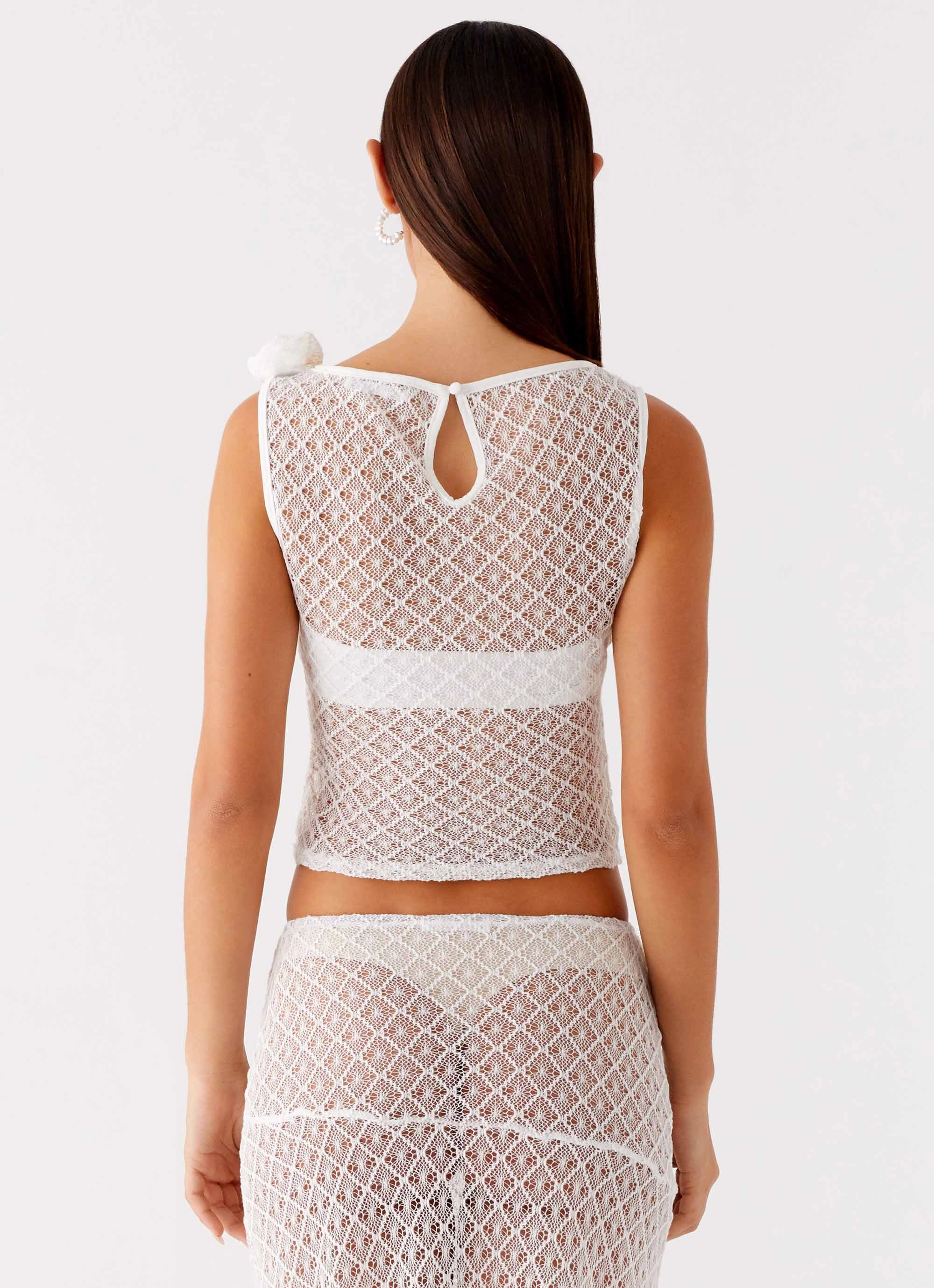 Casual Pullover summer top Velli Crochet Top - White