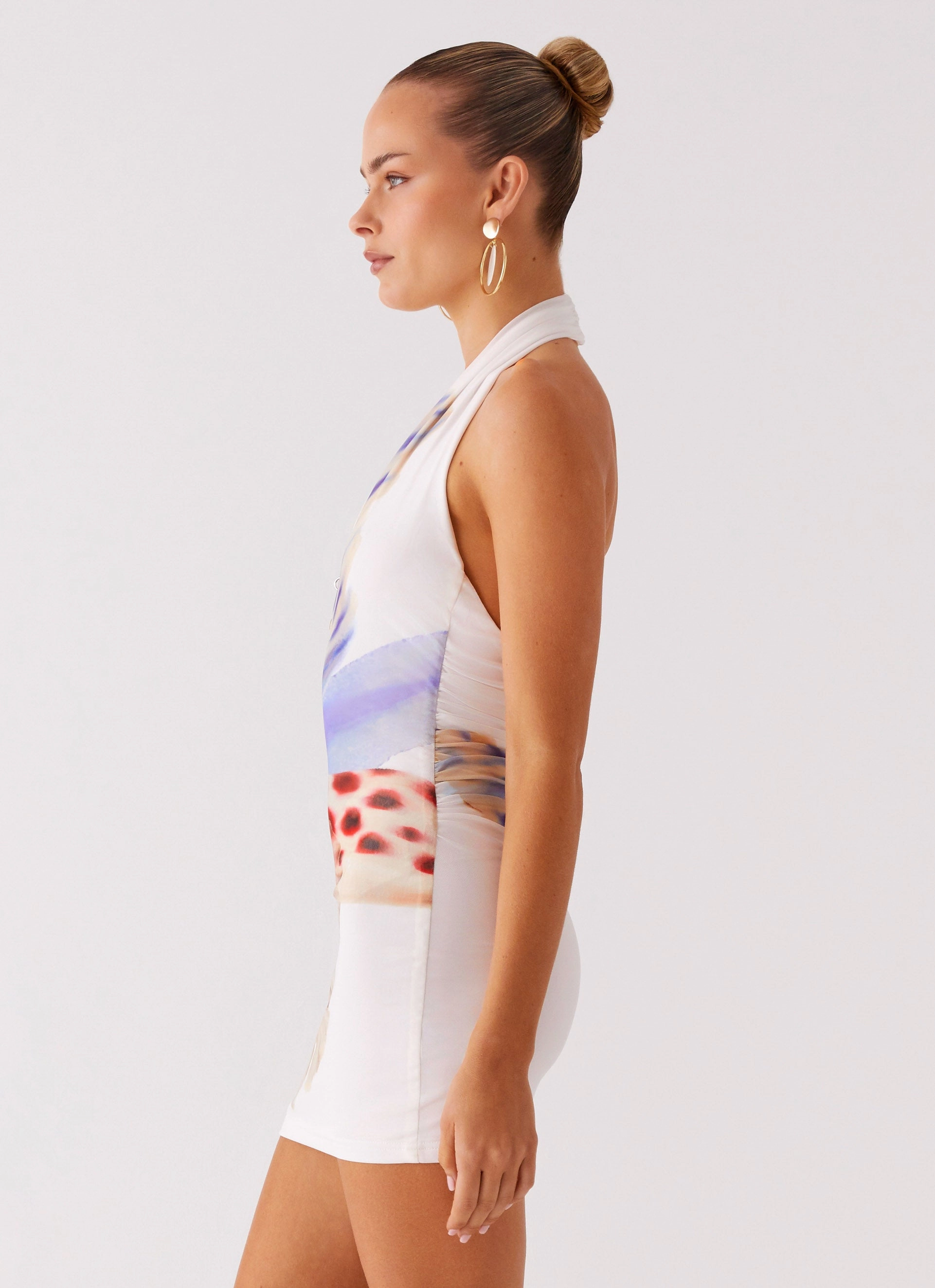 Natural Silhouette Floral Comfort No Time Mini Dress - White Sea Bloom
