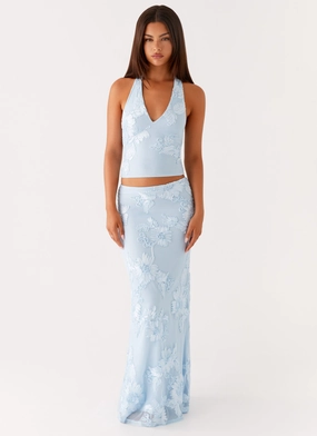 MachineWashableFabric LightweightInsulation Radiate Maxi Skirt - Blue