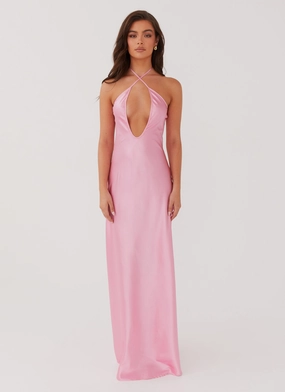 Draped Layer Noir Symphony Maxi Dress - Pink