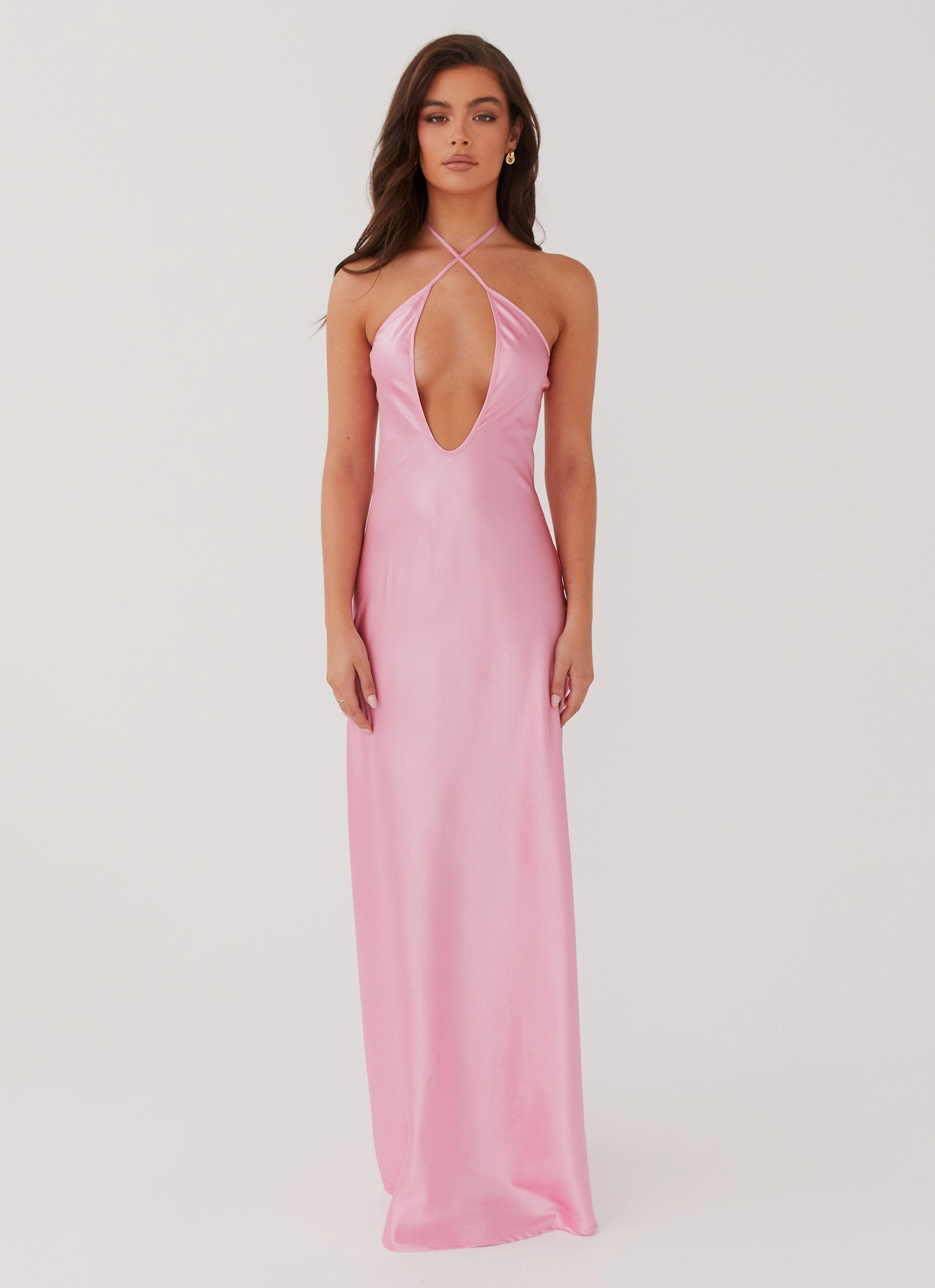Draped Layer Noir Symphony Maxi Dress - Pink