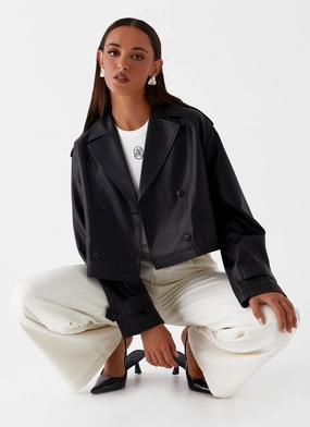 Bryson Cropped Jacket - Black Sustainable Recycled Material