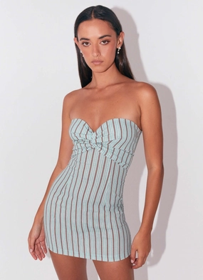 Noline Linen Mini Dress - Coastal Stripe Chill Design