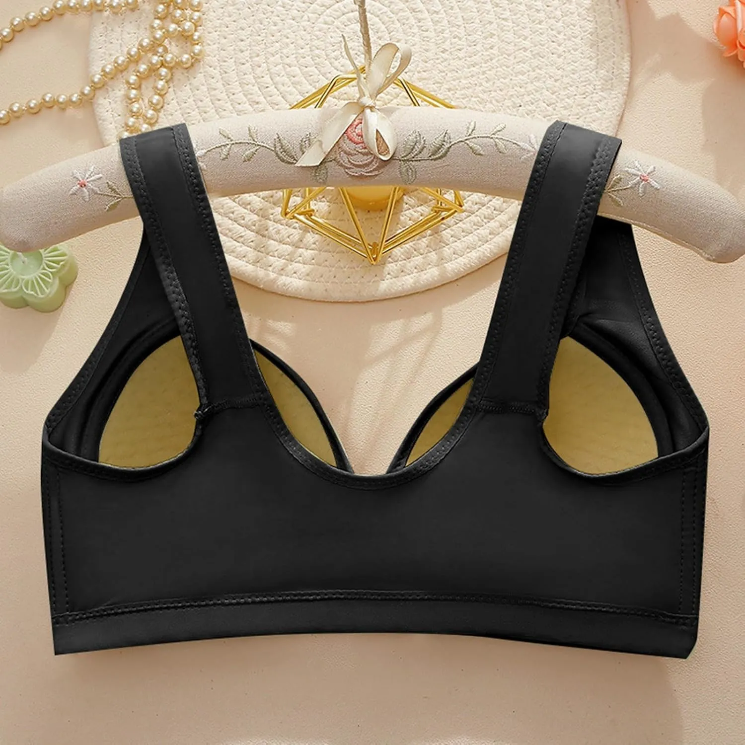 Non Padded Sports Bra Women's Large Breathable Hole Cup Comfortable Breathable Sweat Absorbing Steel Ring Bras