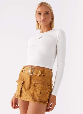 Burning Bridges Mini Skirt - Brown Chic Fit